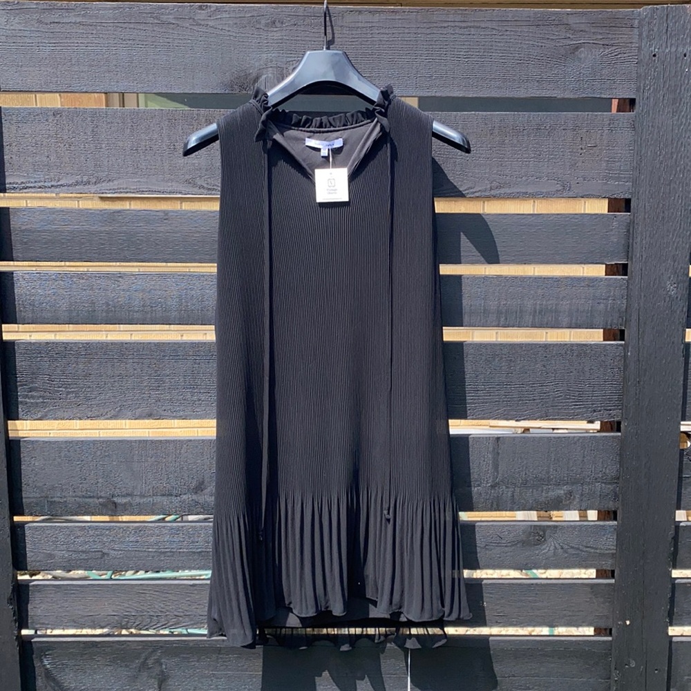 Naked Zebra Tank Mini Pleated Dress in Black